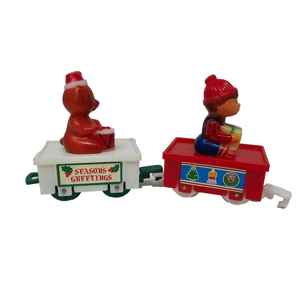 Vintage 1985 Christmas Electronic Musical Santa Train Set 2 Cars